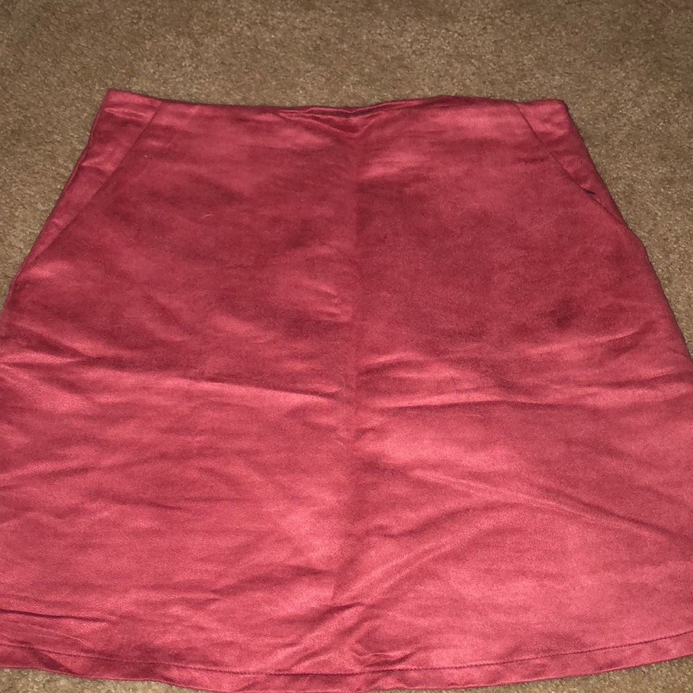 Red suede skirt